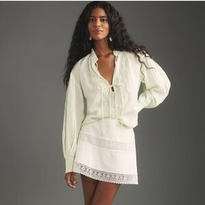 NEW!! Anthropologie, Linen Overzised Top, Mint XSP